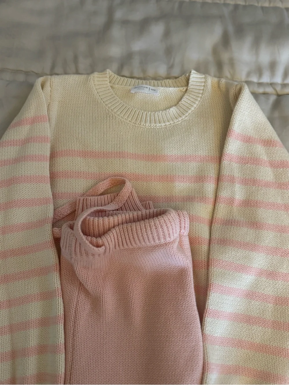 Minnow Soft Pink Stripe Knit Sweater & Pants Set - Kids. NWOT